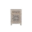 Pemberly Row 3-piece Floral Carved Solid Wood Bedroom Set in Gray