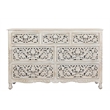 Pemberly Row 3-piece Floral Carved Solid Wood Bedroom Set in White