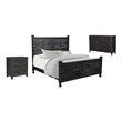 Pemberly Row 3-piece Floral Carved Solid Wood Bedroom Set in Black