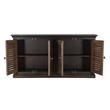 Pemberly Row 4-Door Shutter Solid Wood Sideboard in Dark Brown