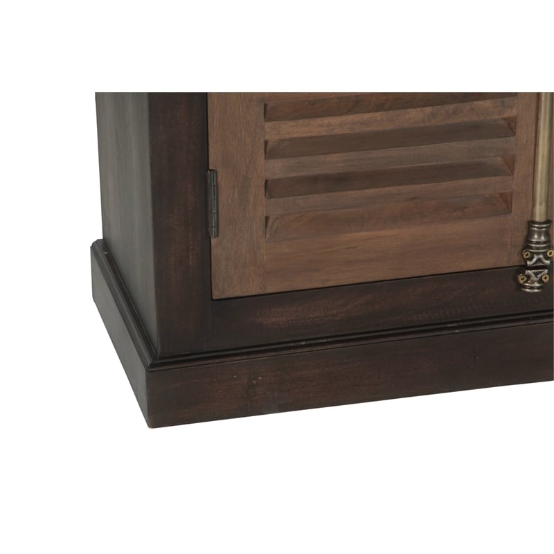 Pemberly Row 4-Door Shutter Solid Wood Sideboard in Dark Brown