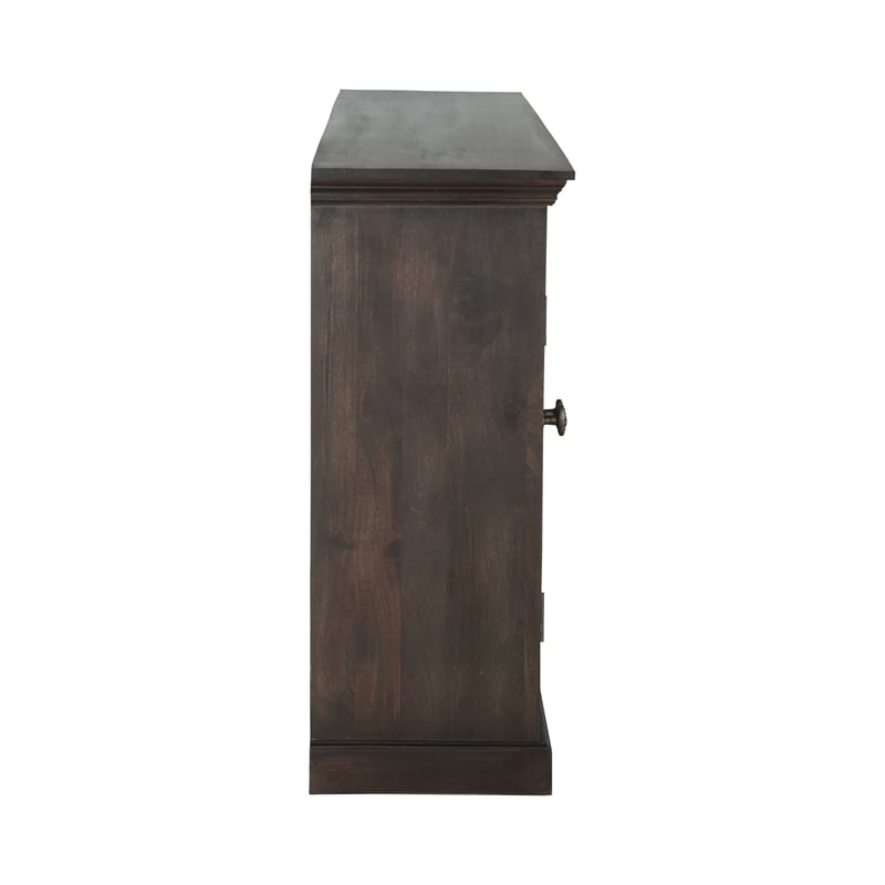 Pemberly Row 4-Door Shutter Solid Wood Sideboard in Dark Brown
