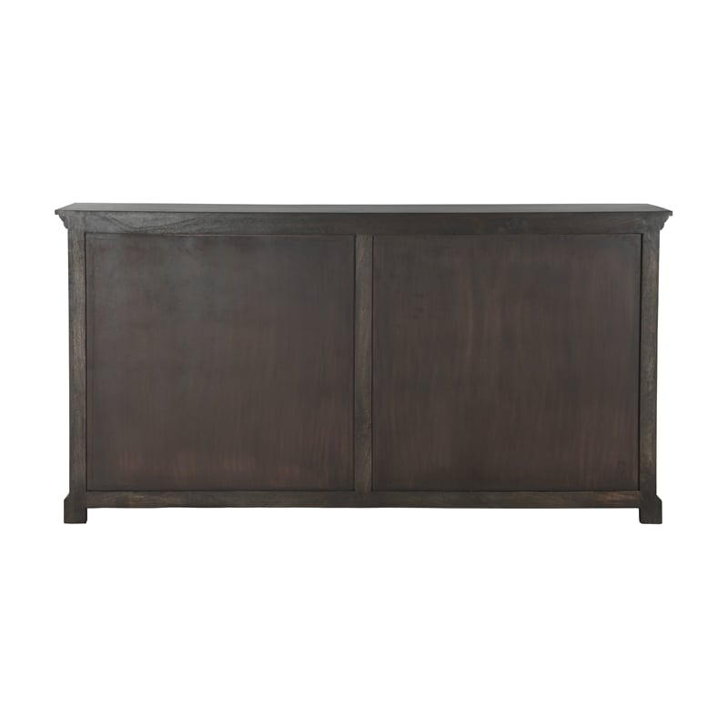 Pemberly Row 4-Door Shutter Solid Wood Sideboard in Dark Brown