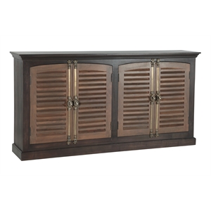 Pemberly Row 4-Door Shutter Solid Wood Sideboard in Dark Brown