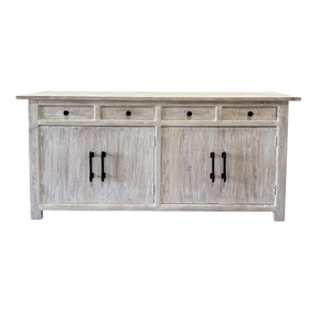 Pemberly Row Traditional 4-drawer 4-Door Solid Wood Sideboard in White
