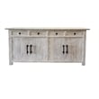 Pemberly Row Traditional 4-drawer 4-Door Solid Wood Sideboard in White