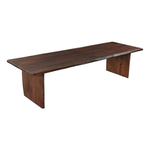 Pemberly Row 108&quot Live Edge Solid Wood Dining Table in Dark Brown