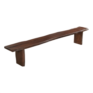 Pemberly Row 72&quot Live Edge Solid Wood Dining Bench in Dark Brown