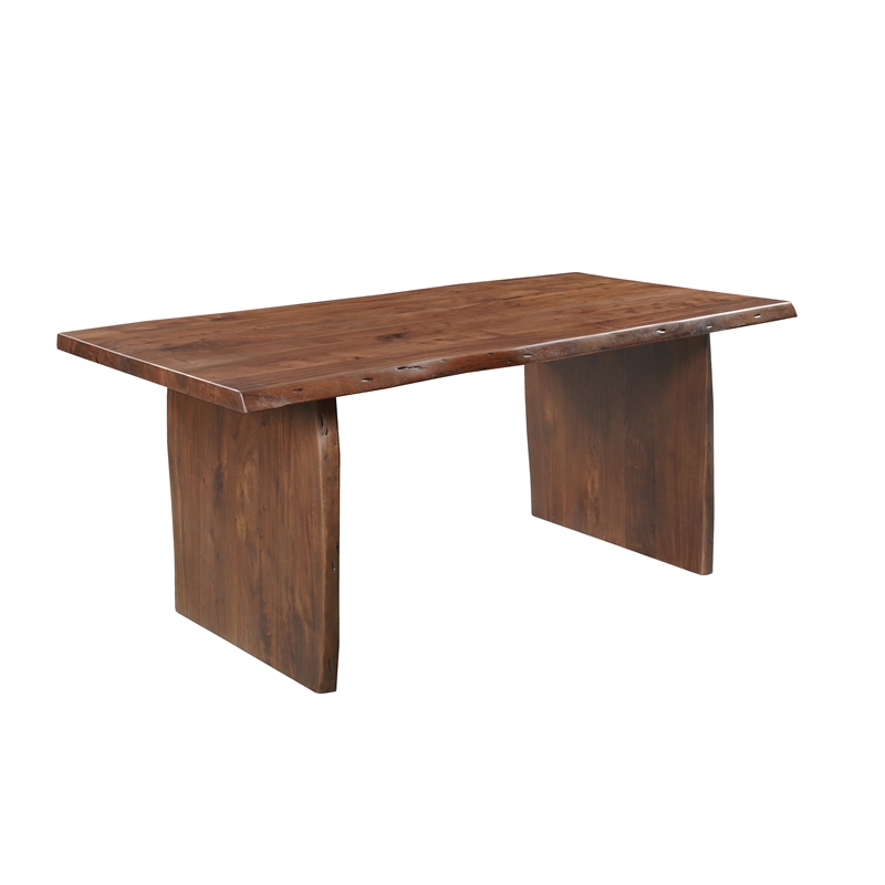 Pemberly Row 7-piece Live Edge Solid Wood Dining Set in Dark Brown