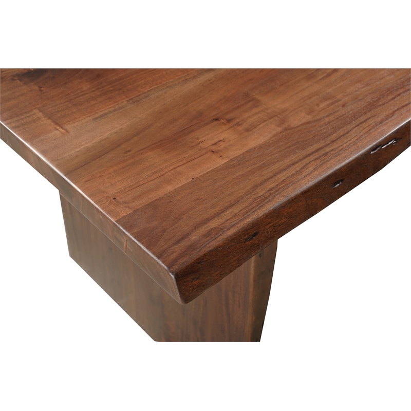 Pemberly Row 7-piece Live Edge Solid Wood Dining Set in Dark Brown