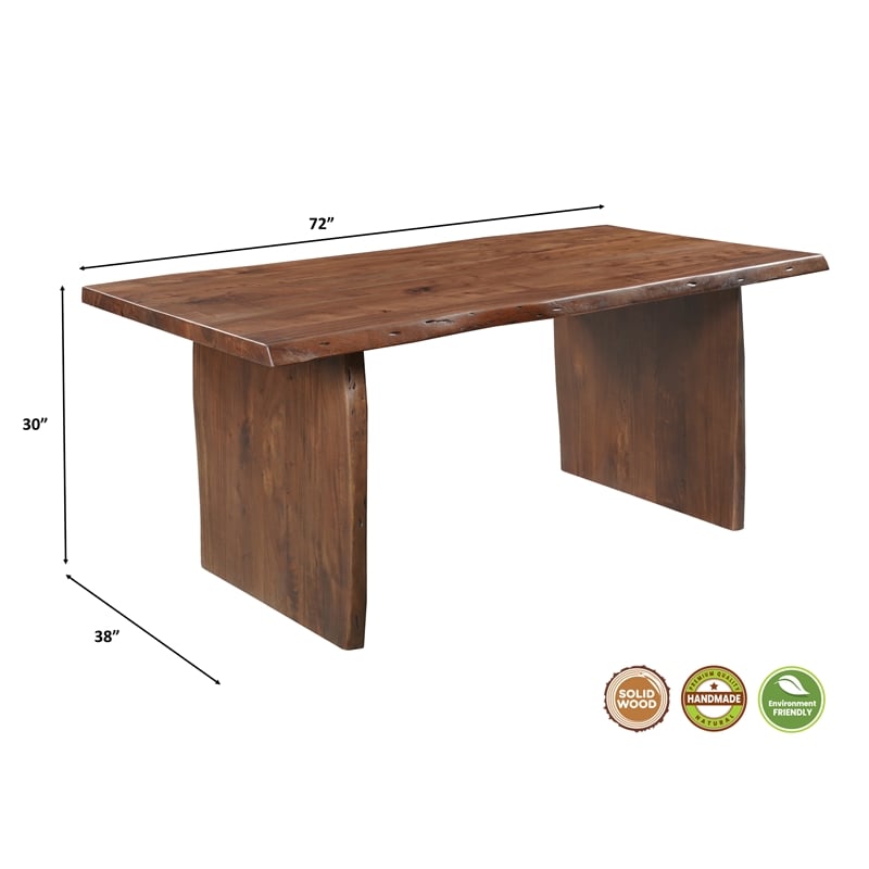Pemberly Row 7-piece Live Edge Solid Wood Dining Set in Dark Brown