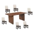 Pemberly Row 7-piece Live Edge Solid Wood Dining Set in Dark Brown