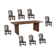 Pemberly Row 9-piece Live Edge Solid Wood Dining Set in Dark Brown