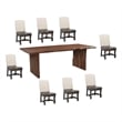 Pemberly Row 9-piece Live Edge Solid Wood Dining Set in Dark Brown