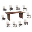 Pemberly Row 11-piece Live Edge Solid Wood Dining Set in Dark Brown