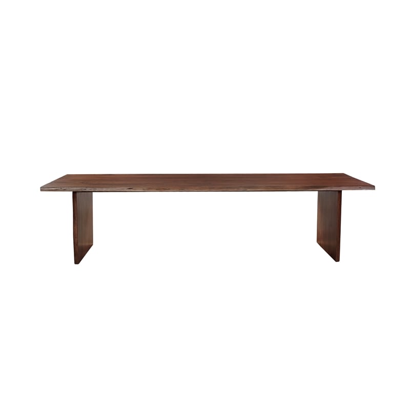 Pemberly Row 13-piece Live Edge Solid Wood Dining Set in Dark Brown