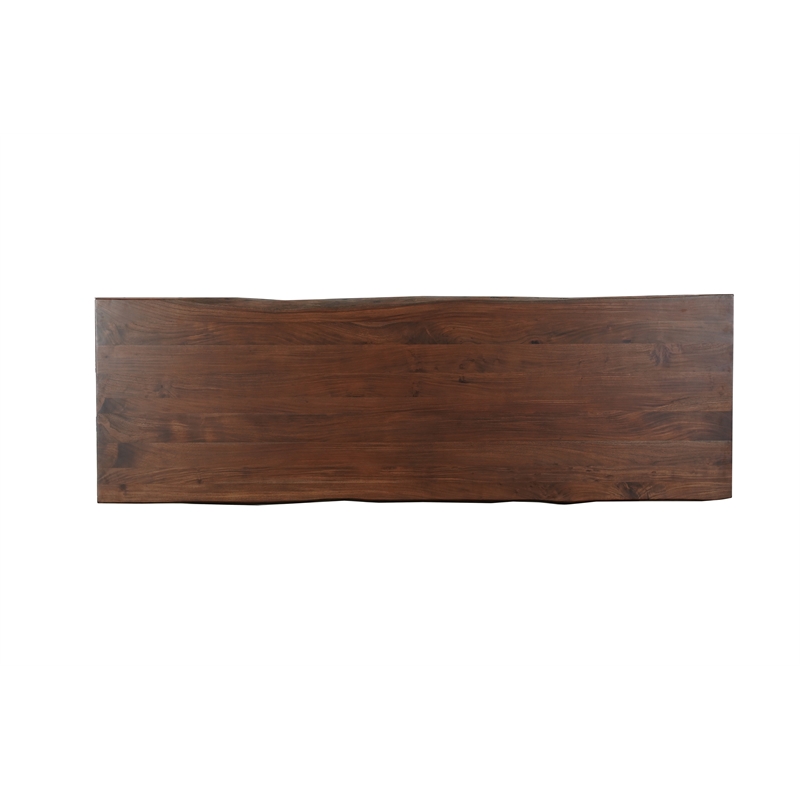 Pemberly Row 13-piece Live Edge Solid Wood Dining Set in Dark Brown
