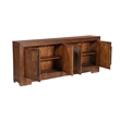 Pemberly Row 4-Door Geometric Solid Wood Sideboard in Dark Brown