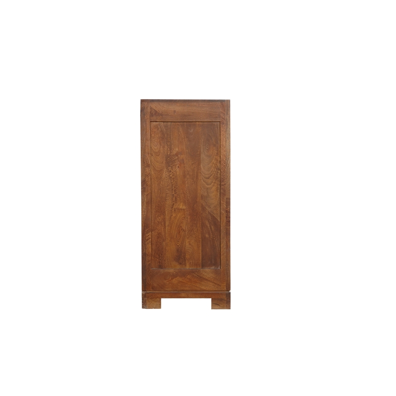 Pemberly Row 4-Door Geometric Solid Wood Sideboard in Dark Brown