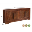 Pemberly Row 4-Door Geometric Solid Wood Sideboard in Dark Brown