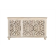 Pemberly Row 3-Door Floral Carved Solid Wood Sideboard in White