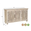 Pemberly Row 3-Door Floral Carved Solid Wood Sideboard in White