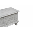 Pemberly Row Traditional Carved Solid Wood Storage Ottoman in White