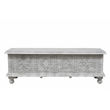 Pemberly Row Traditional Carved Solid Wood Storage Ottoman in White