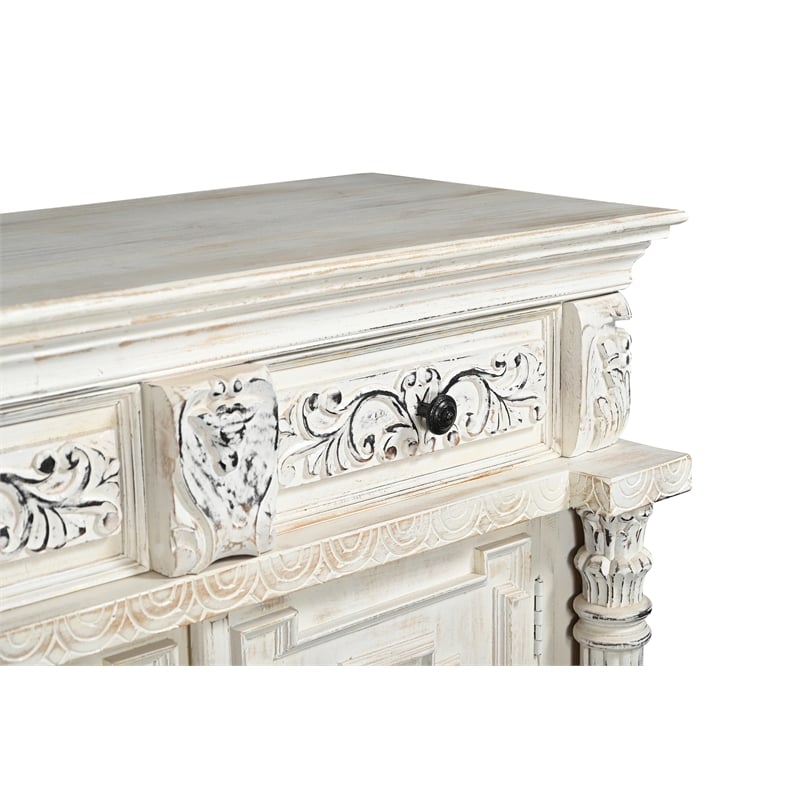 Pemberly Row 6-drawer 6-Door Carved Solid Wood Sideboard in White