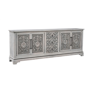 Pemberly Row 3-drawer 4-Door Cared Solid Wood Sideboard in Brown