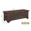 Pemberly Row Brown Solid Wood Storage Ottoman with Geometric Carved Design