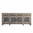 Pemberly Row 4-drawer 4-Door Solid Wood Sideboard in Beige/Black