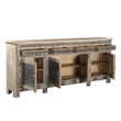 Pemberly Row 4-drawer 4-Door Solid Wood Sideboard in Beige/Black