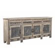Pemberly Row 4-drawer 4-Door Solid Wood Sideboard in Beige/Black