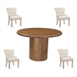 Pemberly Row Contemporary 5-piece Solid Wood Dining Set in Dark Brown