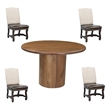 Pemberly Row Contemporary 5-piece Solid Wood Dining Set in Dark Brown