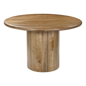 Pemberly Row Contemporary 48&quot Round Solid Wood Dining Table in Brown