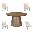 Pemberly Row Contemporary 5-piece Solid Wood Dining Set in Dark Brown