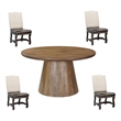 Pemberly Row Contemporary 5-piece Solid Wood Dining Set in Dark Brown