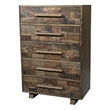 Pemberly Row Handcrafted Solid Wood Chest with 5 Drawers in Weathered Brown