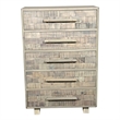 Pemberly Row Handcrafted Solid Wood Chest with 5 Drawers in Weathered Gray