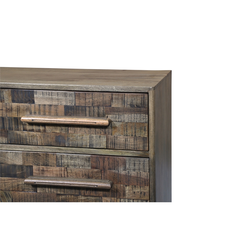 Pemberly Row Handcrafted Solid Wood Dresser with 6 Drawers in Weathered Brown