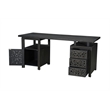 Pemberly Row Floral Carved Solid Wood Desk with 3 Drawers and 1 Cabinet in Black