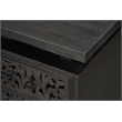 Pemberly Row Floral Carved Solid Wood Desk with 3 Drawers and 1 Cabinet in Black