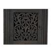 Pemberly Row Floral Carved Solid Wood Desk with 3 Drawers and 1 Cabinet in Black
