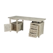 Pemberly Row Floral Carved Solid Wood Desk with 3 Drawers and 1 Cabinet in White