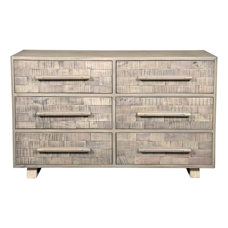 Pemberly Row Handcrafted Solid Wood Dresser with 6 Drawers in Weathered Gray