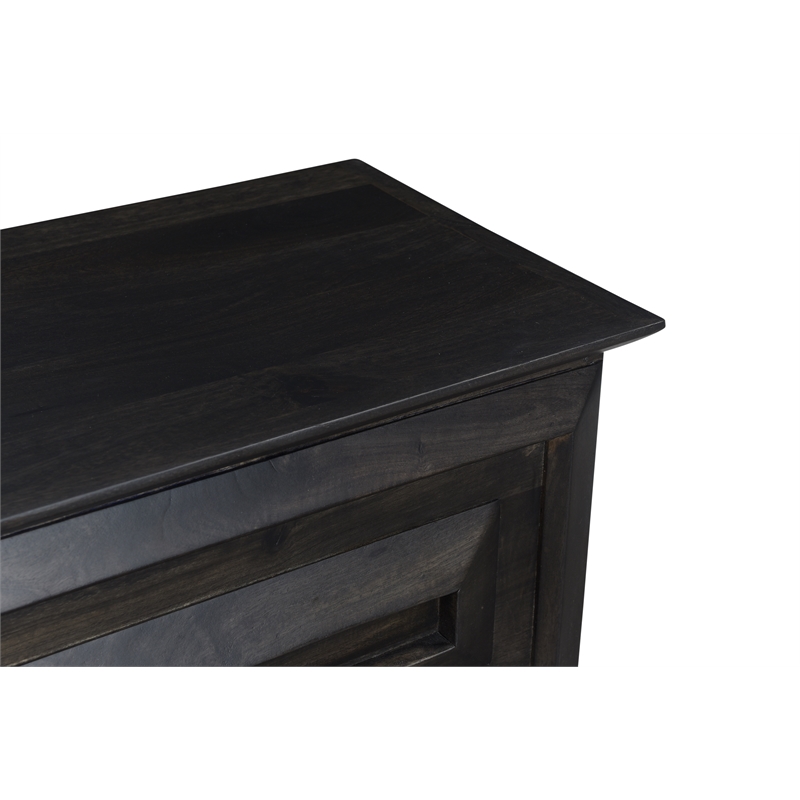 Pemberly Row Carved Solid Wood Ottoman with Lift Top Storage in Dark Brown