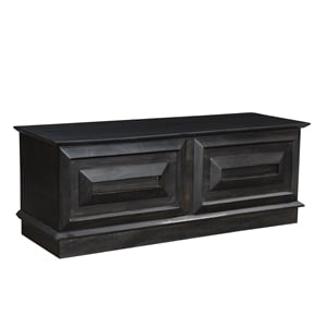 Pemberly Row Carved Solid Wood Ottoman with Lift Top Storage in Dark Brown