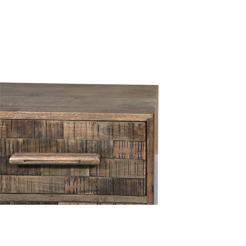 Pemberly Row Modern Carved Solid Wood Nightstand with 2 Drawers in Dark Brown